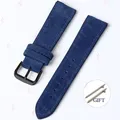 Bracelet montre daim cuir 18 à 22 mm – Couleur du bracelet Blue-Black