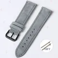 Bracelet montre daim cuir 18 à 22 mm – Couleur du bracelet Gray-Black