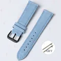 Bracelet montre daim cuir 18 à 22 mm – Couleur du bracelet Light Blue-Black