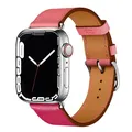 Bracelet montre luxe cuir Apple Watch 38 à 49 mm – Couleur du bracelet 27 pink with red