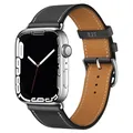 Bracelet montre luxe cuir Apple Watch 38 à 49 mm – Couleur du bracelet 30 black and white