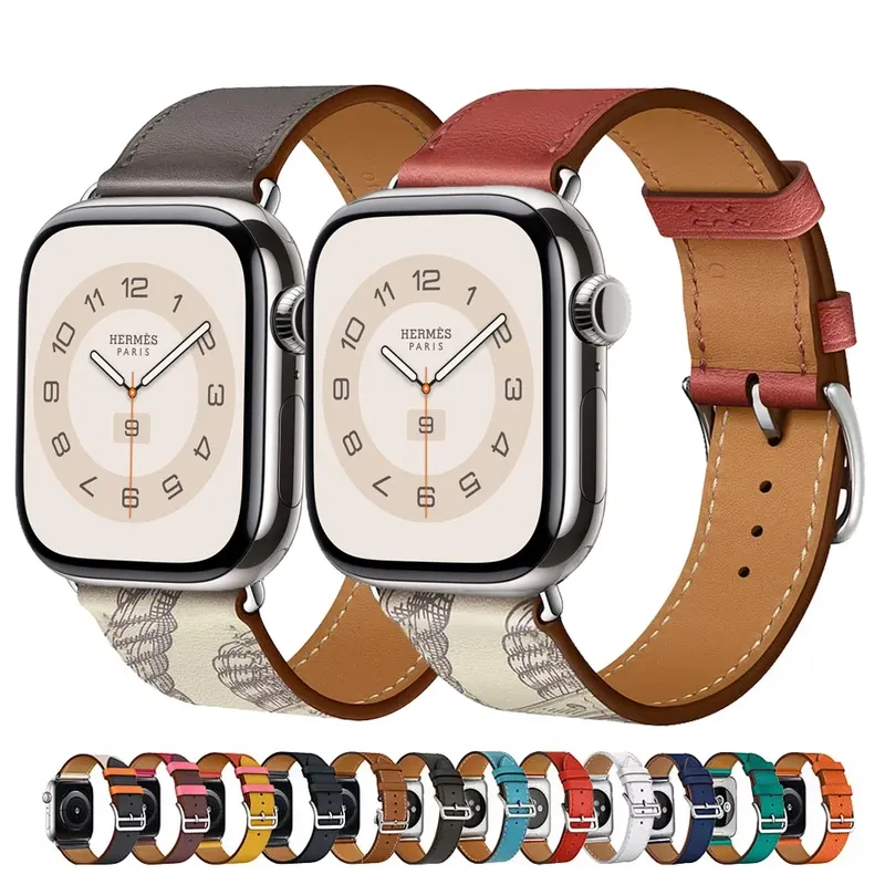 Bracelet montre luxe cuir Apple Watch 38 à 49 mm