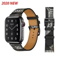 Bracelet montre luxe cuir Apple Watch 38 à 49 mm – Couleur du bracelet Black Print 33