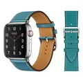 Bracelet montre luxe cuir Apple Watch 38 à 49 mm – Couleur du bracelet Blue-5