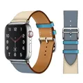 Bracelet montre luxe cuir Apple Watch 38 à 49 mm – Couleur du bracelet blue pink white 23