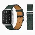 Bracelet montre luxe cuir Apple Watch 38 à 49 mm – Couleur du bracelet dark green 35