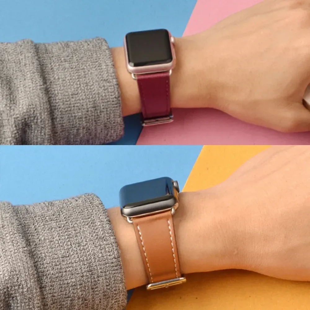 Bracelet montre luxe cuir Apple Watch 38 à 49 mm