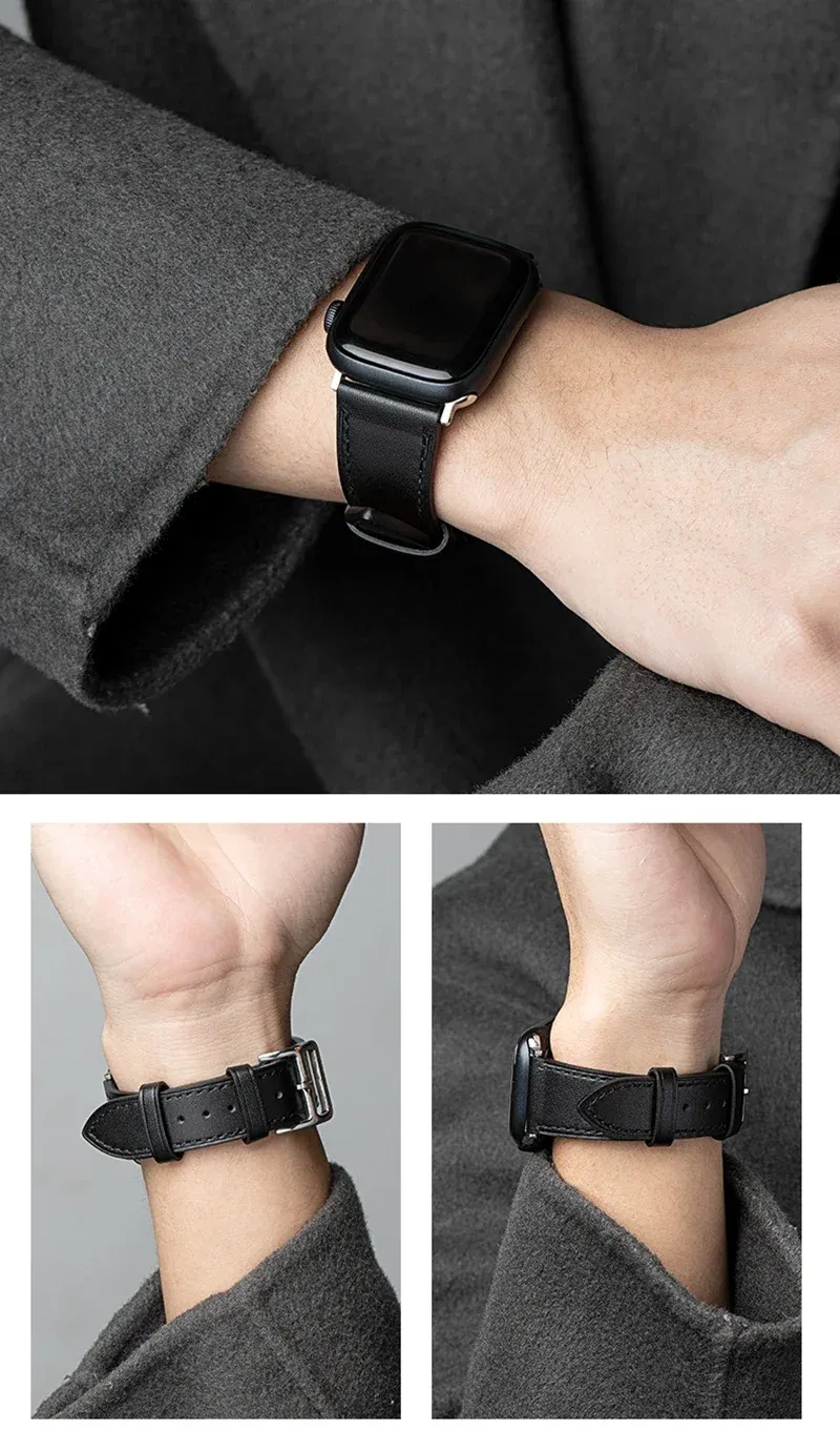 Bracelet montre luxe cuir Apple Watch 38 à 49 mm