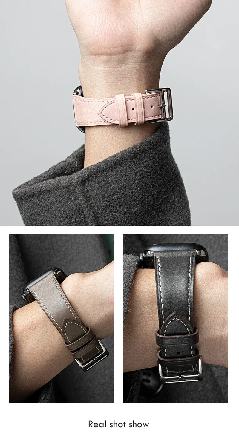 Bracelet montre luxe cuir Apple Watch 38 à 49 mm