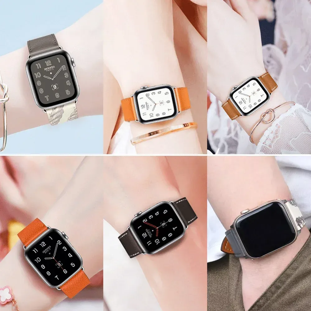 Bracelet montre luxe cuir Apple Watch 38 à 49 mm
