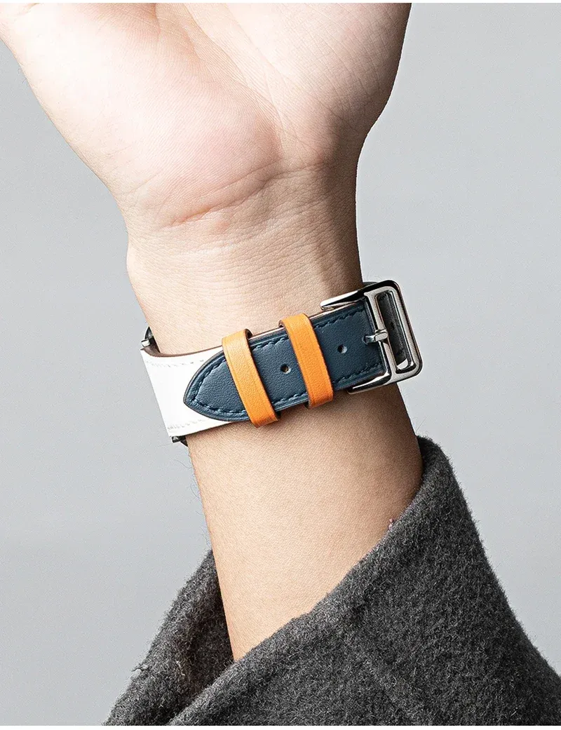 Bracelet montre luxe cuir Apple Watch 38 à 49 mm