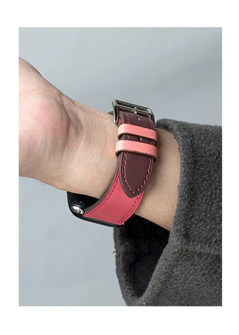 Bracelet montre luxe cuir Apple Watch 38 à 49 mm