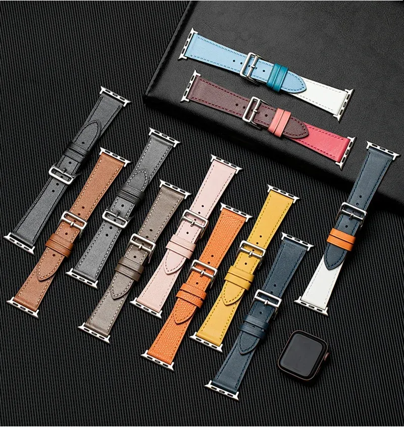 Bracelet montre luxe cuir Apple Watch 38 à 49 mm