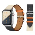 Bracelet montre luxe cuir Apple Watch 38 à 49 mm – Couleur du bracelet Indigo Craie 15