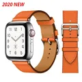 Bracelet montre luxe cuir Apple Watch 38 à 49 mm – Couleur du bracelet Orange 30