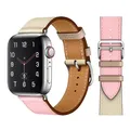 Bracelet montre luxe cuir Apple Watch 38 à 49 mm – Couleur du bracelet Rose Sakura Craie 22