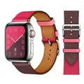 Bracelet montre luxe cuir Apple Watch 38 à 49 mm – Couleur du bracelet Wine Red Rose16