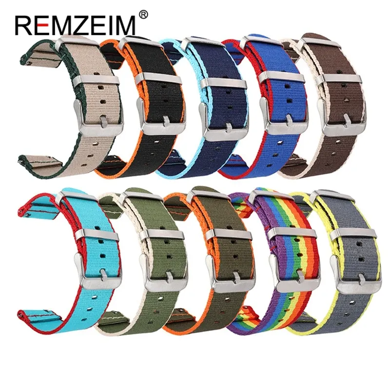 Bracelet montre nylon coloré 20 à 22 mm