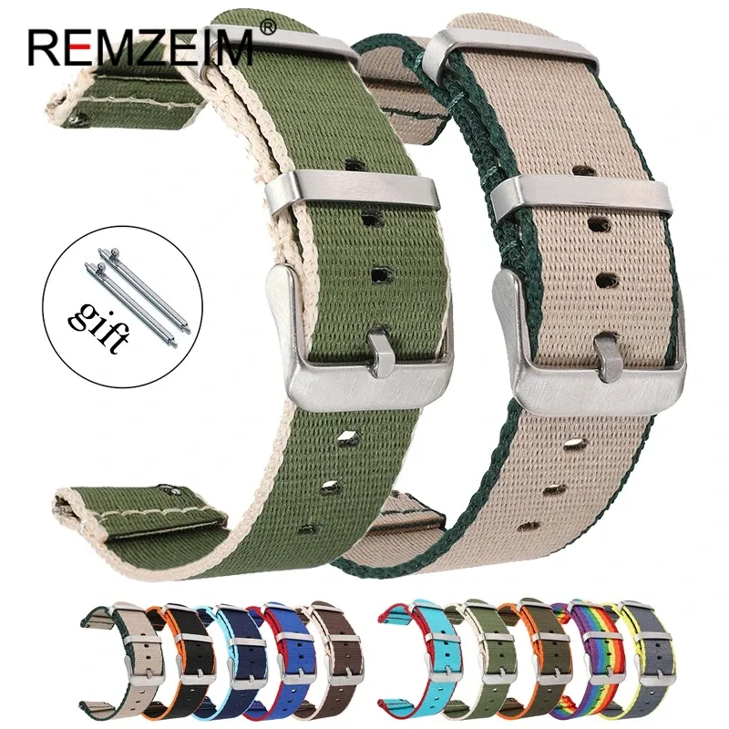 Bracelet montre nylon coloré 20 à 22 mm