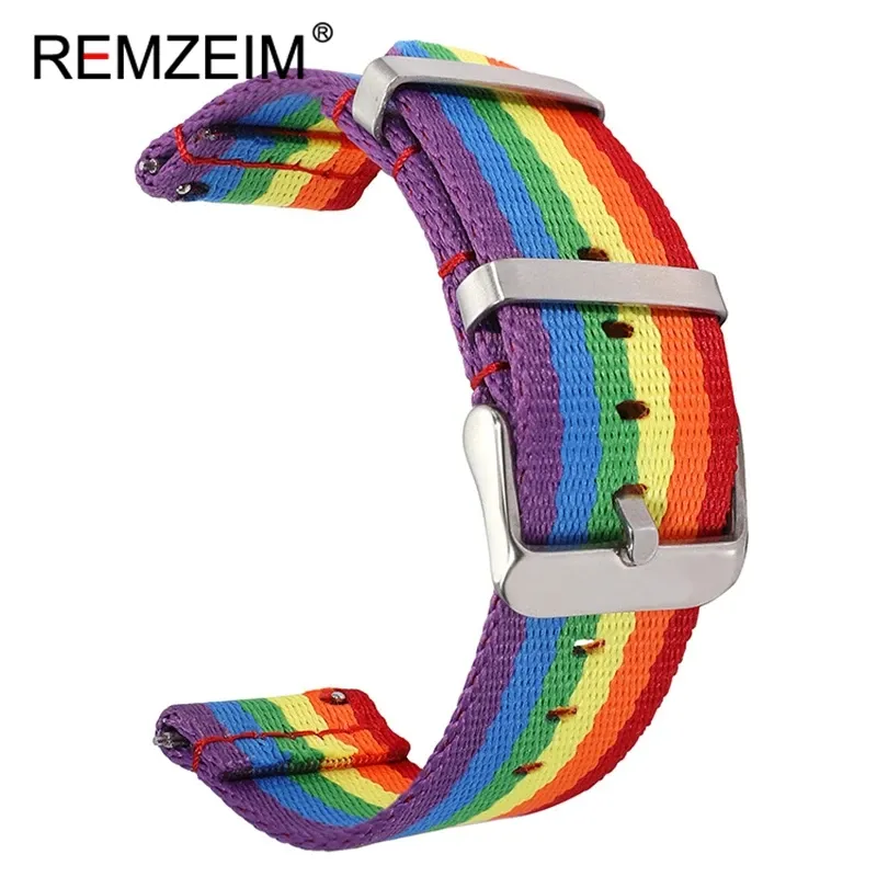 Bracelet montre nylon coloré 20 à 22 mm