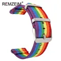 Bracelet montre nylon coloré 20 à 22 mm – Couleur du bracelet Noir Jaune (1)