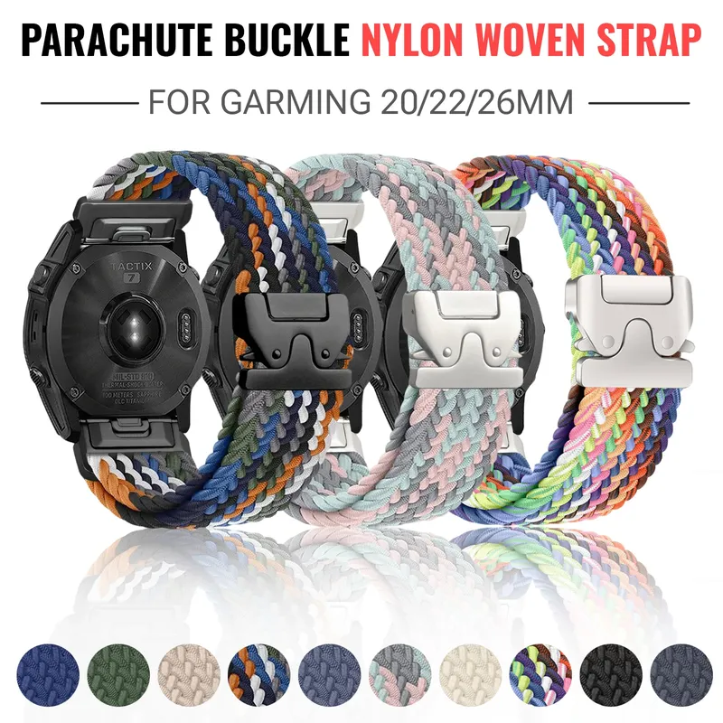 Bracelet montre nylon extensible 20 à 26 mm Garmin