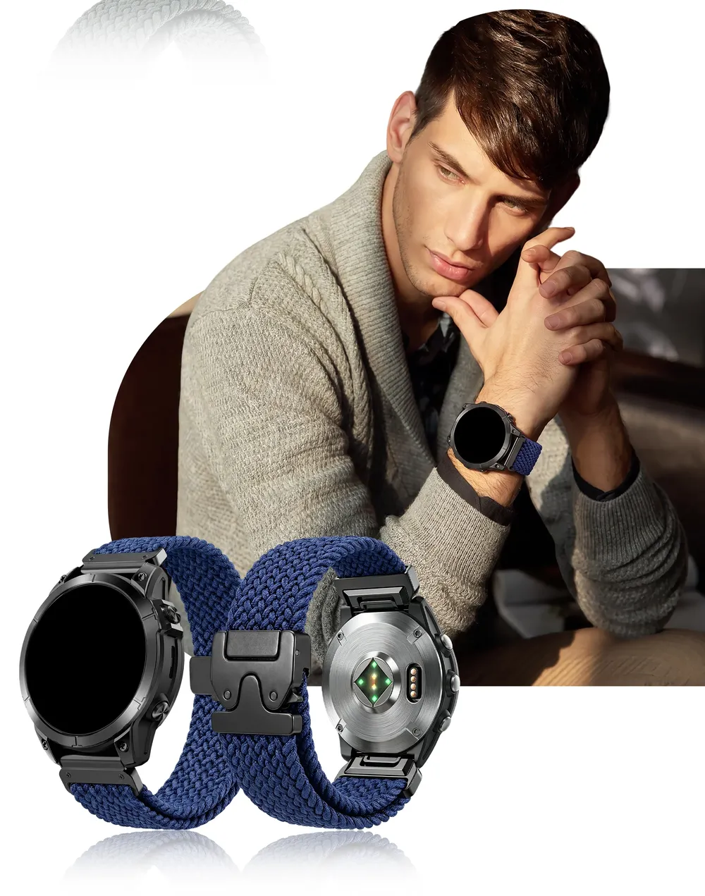 Bracelet montre nylon extensible 20 à 26 mm Garmin