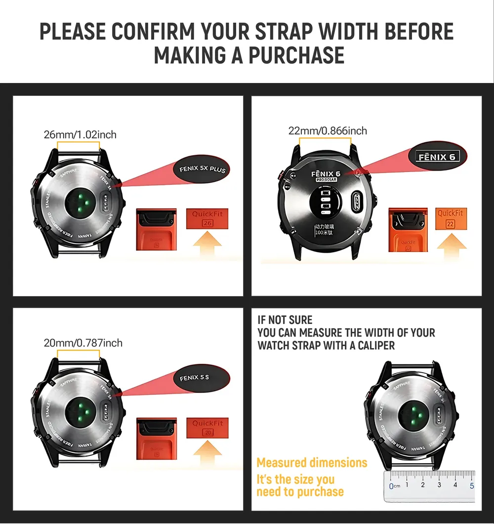 Bracelet montre nylon extensible 20 à 26 mm Garmin