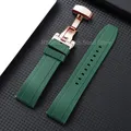 Bracelet montre silicone 18 à 24 mm étanche – Couleur du bracelet Green-Rosegold