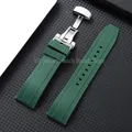 Bracelet montre silicone 18 à 24 mm étanche – Couleur du bracelet Green-Silver