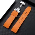 Bracelet montre silicone 18 à 24 mm étanche – Couleur du bracelet Orange-Silver