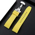 Bracelet montre silicone 18 à 24 mm étanche – Couleur du bracelet Yellow-Silver
