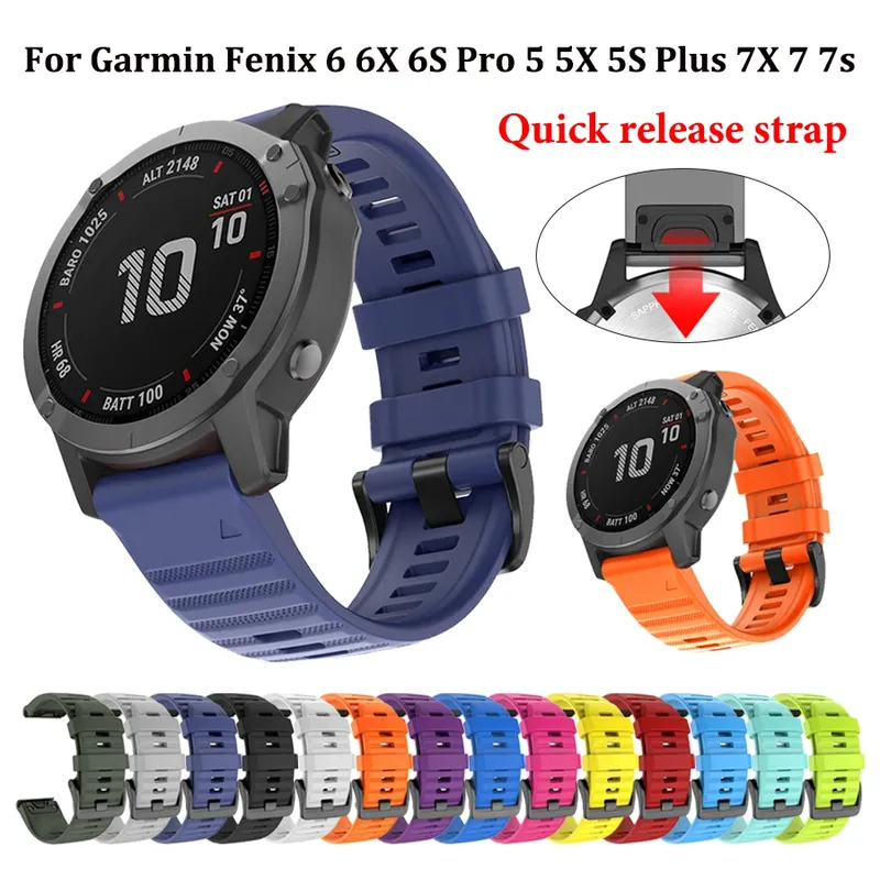 Bracelet montre silicone 20 à 26 mm Garmin Fenix