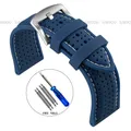 Bracelet montre silicone 20 à 26 mm – Couleur du bracelet Navy Blue White 1
