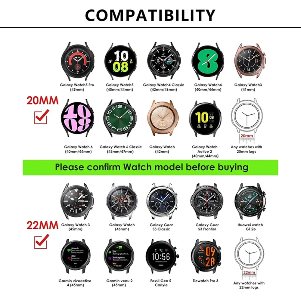 Bracelet montre silicone 20 et 22 mm