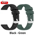 Bracelet montre silicone 20 et 22 mm universel – Couleur du bracelet Black - Green