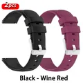 Bracelet montre silicone 20 et 22 mm universel – Couleur du bracelet Black - Wine Red