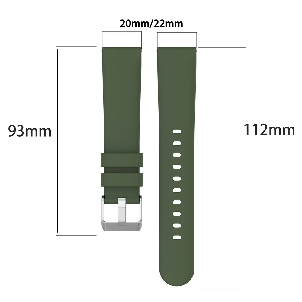 Bracelet montre silicone 20 et 22 mm universel