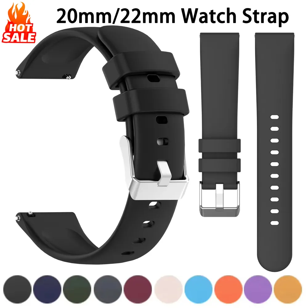 Bracelet montre silicone 20 et 22 mm universel