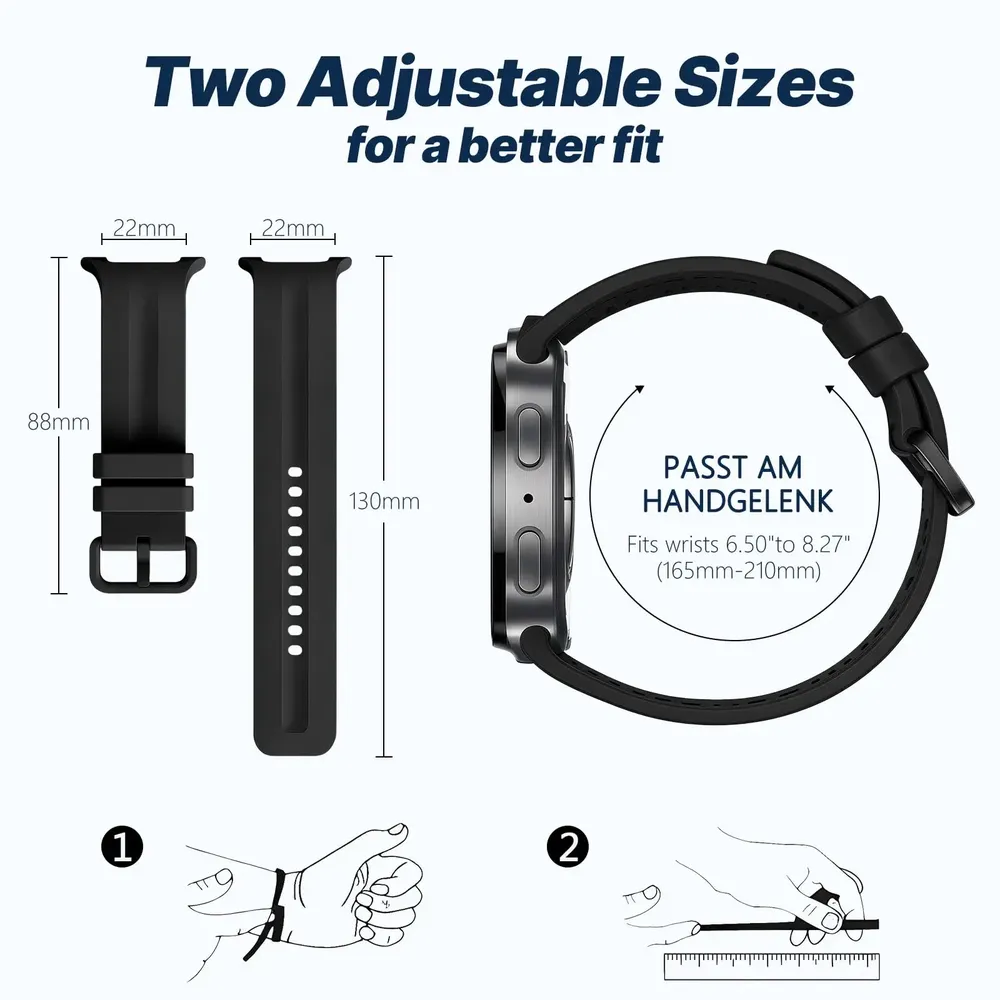 Bracelet montre silicone 40 à 46 mm pour Samsung Galaxy Watch