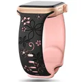 Bracelet montre silicone gravé 38 à 49 mm pour Apple Watch – Couleur du bracelet black pink