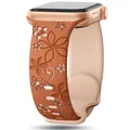 Bracelet montre silicone gravé 38 à 49 mm pour Apple Watch – Couleur du bracelet Brown