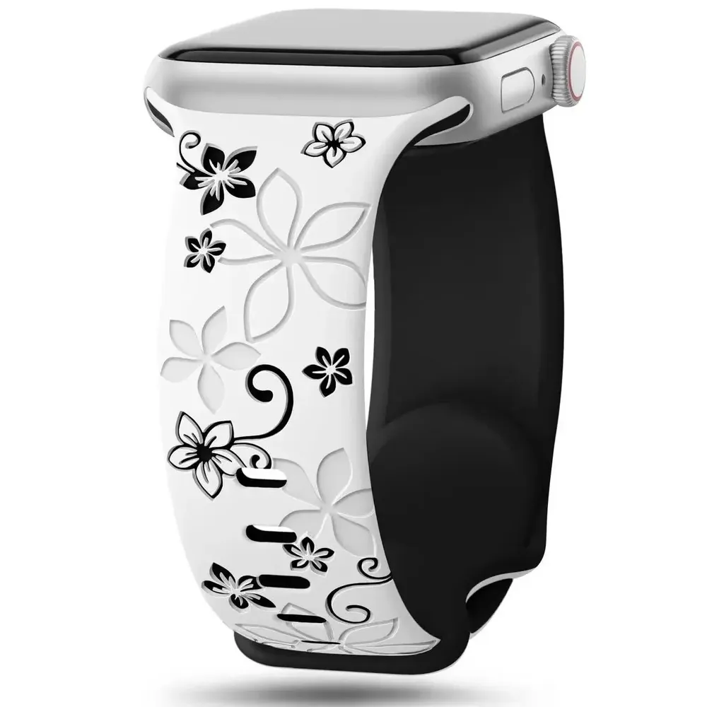 Bracelet montre silicone gravé 38 à 49 mm pour Apple Watch