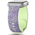 Bracelet montre silicone gravé 38 à 49 mm pour Apple Watch – Couleur du bracelet purple green