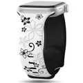 Bracelet montre silicone gravé 38 à 49 mm pour Apple Watch – Couleur du bracelet white black