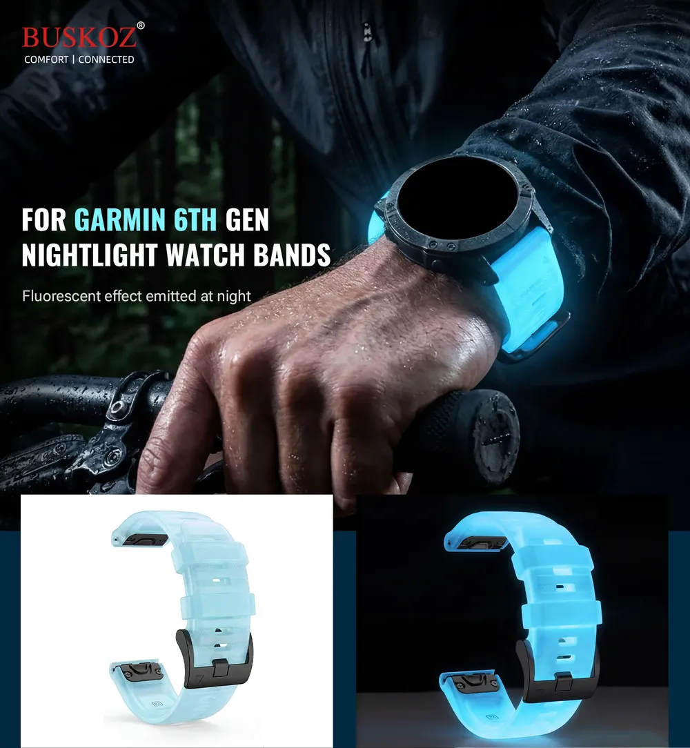 Bracelet montre silicone lumineux 22 à 26 mm Garmin