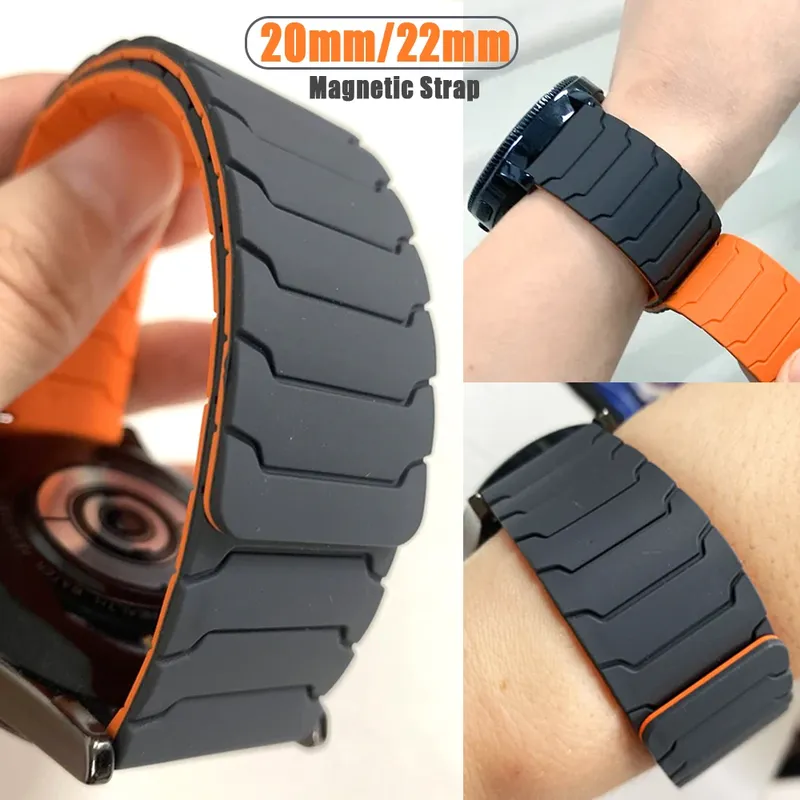 Bracelet montre silicone magnétique 20 à 22 mm