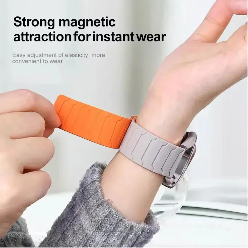 Bracelet montre silicone magnétique 20 à 22 mm
