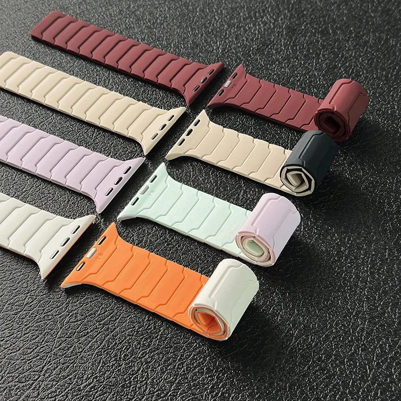 Bracelet montre silicone magnétique 38 à 49 mm pour Apple Watch