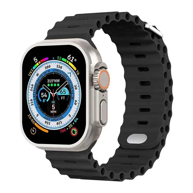 Bracelet montre silicone Ocean 38 à 49 mm pour Apple Watch
